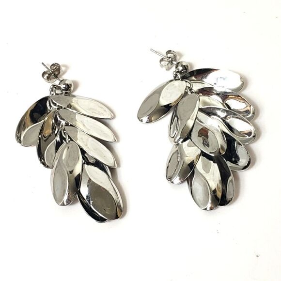 CHROME Cluster Dangle Pierced Earrings - Picture 1 of 5